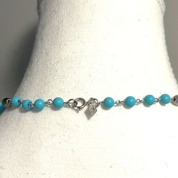 VTG Sarah Coventry Turquoise Blue Silver Fluted Wired Necklace - Picture 6 of 7
